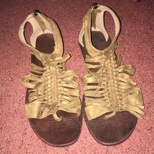 Brown fringe sandals